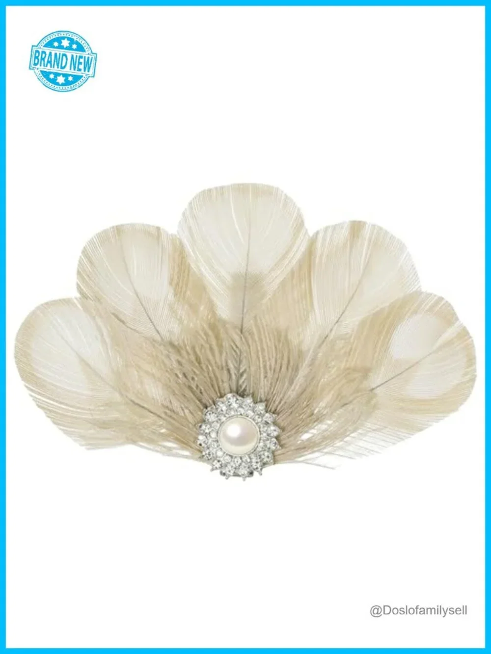 Peacock Feather Hair Clip Fascinator with Rhinestones Roaring 20s Headpiece